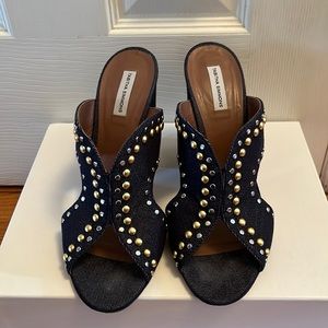 Tabitha Simmons denim studded heeled sandals size EUR 40 good condition